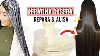 KERATINA CASERA SIN FORMOL 100 NATURAL ✨ REPARA EL CABELLO DAÑADO  PELO LISO Y SEDOSO 💖 [upl. by Aistek]