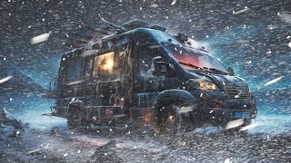 Cozy Van Life Winter Camping in Snow Storm Blizzard Extreme Weather Freezing Temperatures vanlife [upl. by Anwat917]