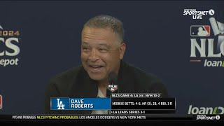 Postgame  Dodgers coach Dave Roberts applauded Shohei Ohtani and Mookie Betts with G4 win vs Mets [upl. by Sankey]