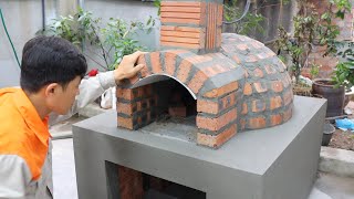 How to make a pizza oven from red bricks and cement [upl. by Akenot]