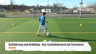 Fussballtraining Technikdreieck mit Torschuss  Ballkontrolle  Technik [upl. by Nacim]