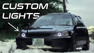 Retrofit HID Projector BiXenon Headlights  9901 Honda Civic [upl. by Vikki]