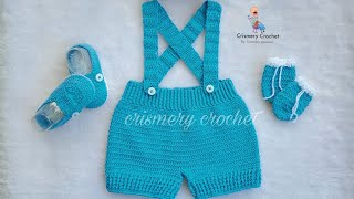 🥰pantalón con tirantesoverol para niño a crochet 0 a 3 meses tutorial paso a paso [upl. by Nyssa]