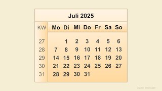 Kalender Juli 2025 [upl. by Lebazej868]