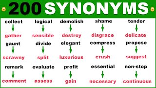 Learn 200 HELPFUL Synonym Words in English To Strengthen Your English Vocabulary [upl. by Chenee]