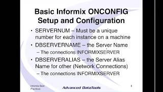 Informix Best Practices Webcast on Configuration ONCONFIG part 2 [upl. by Ayekin]