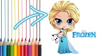 How to Draw Cute Elsa  Frozen  Easy DIY [upl. by Golda]