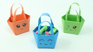 CUTE PAPER BAG  ORIGAMI MINI BAG  MINIATURE PAPER CRAFT  MINI SHOPPING BAG  EzzyCraftsDIY N60 [upl. by Aehsa]