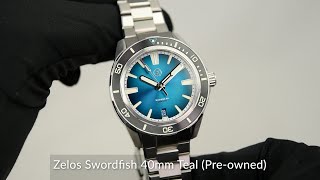 Zelos Swordfish 40mm Teal Preowned [upl. by Daisie]