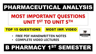 Pharmaceutical Analysis 1st Semester Important Questions  pharmaceutical analysis  Carewell Pharma [upl. by Raf]