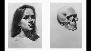 Zimou Tan  Art  How to locate the skull of a portrait drawing demo [upl. by Veda]