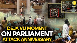 Parliament Security Breach Lok Sabha security breach on 22nd parliament attack anniversary  WION [upl. by Millburn]