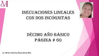 Inecuaciones lineales con dos incógnitas DÉCIMO AB PÁGINA 60 [upl. by Chauncey723]