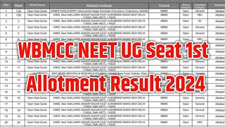 WBMCC NEET UG First Allotment 2024  How To Check WBMCC NEET UG Allotment 2024 [upl. by Rodnas]