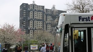 The ultimate photobomb of the Norfolk Court demolition in Glasgow thankyou First Bus [upl. by Washburn]