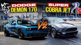 Dodge Demon 170 vs Super Cobra Jet 14 mile Drag Race  Demonology Drag Racing [upl. by Euqinaj]