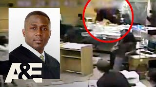 Court Cam Heroic Judge Brings Down Violent Offender  AampE [upl. by Garnett]