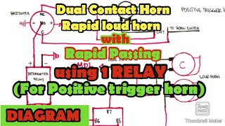 Dual Contact Horn With interrupter relay  Using 1 relay [upl. by Butta]