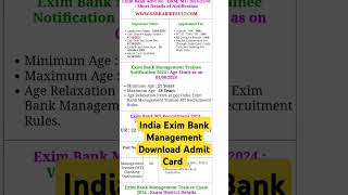 Admit card India Exim Bank Management Trainee MT Recruitment 2024 Download Admit Card for 50 Post [upl. by Mandle]