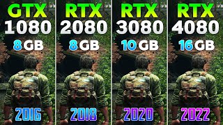 GTX 1080 vs RTX 2080 vs RTX 3080 vs RTX 4080  Test in 8 Games [upl. by Carrelli]