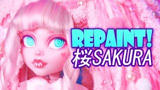 Repaint Sakura Pink Draculaura Monster High Custom OOAK Doll [upl. by Etnoel]