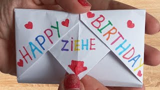 DIY Überraschungskarte basteln zum Geburtstag Origami Überraschungskarte Geburtstag selber machen [upl. by Laraine]