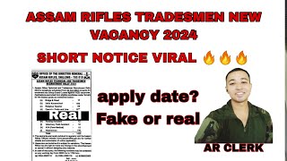 Assam rifle tradesmen new vacancy  MAKE YOUR LIFE [upl. by Helenka]