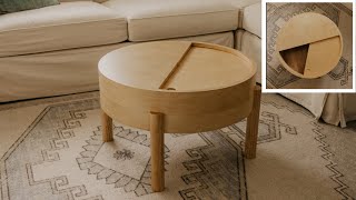 How to Build a Round Coffee Table with Storage  Woodbrew [upl. by Goode]