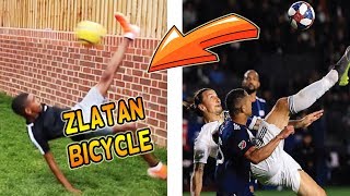 RECREATING ZLATAN BICYCLE KICK GOAL FOOTBALL CHALLENGE [upl. by Ahtanamas]