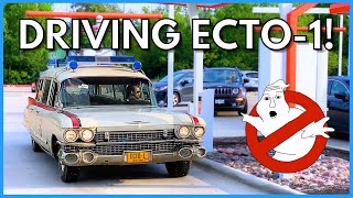 Driving ECTO1 Around Town And to the Ghostbusters Frozen Empire PREMIER [upl. by Nosinned321]