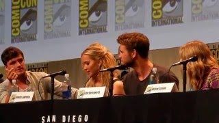 Hunger Games cast try to do Rues whistle  sounds like the Xfiles theme [upl. by Suiraj]