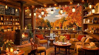 Rainy Autumn Cafe with Smooth Jazz Background Music and Rain Sounds for Relaxation Work amp Study [upl. by Aminta]