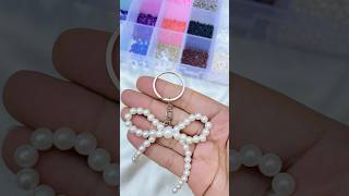 Beaded ribbon keychain 🎀ميدالية فيونكة بالخرز 🎀 diy tutorial [upl. by Haroun]