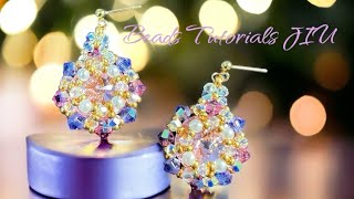 DIY Making pretty colored earrings🎈예쁘다 정말 예쁜 크리스탈로만 만든 귀걸이 Rivoli Crystal Earrings Tutorial [upl. by Maice]