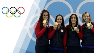 USA wins gold in Womens 4X200 Freestyle Relay [upl. by Euqinobe549]