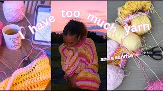 i have TOO MUCH yarn and a sunrise crochet a summer sweater with me [upl. by Lamrert]