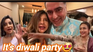 Its Diwali party time😍Celebrities aye sare Sambhavna seth entertainment sambhavna seth new vlog [upl. by Bonn528]