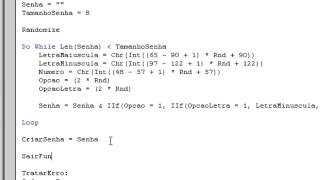 VBA Access  Criar Senha Aleatória [upl. by Violante]