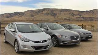 2011 Jaguar XJ vs Scion tC vs Hyundai Elantra mashup review [upl. by Annahavas318]