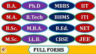 🔺Full forms of Degrees  BA BSc MA MSc Degree  Short forms  GK Educational Full Forms [upl. by Ardnaskela]