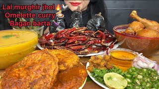 ASMR EATING BAIGAN BARTALAL MURGHIR JHOLDALOMLETTE CURRY [upl. by Dranyar]