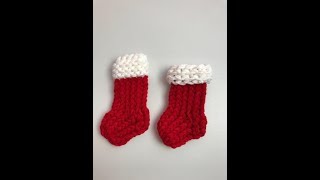 How to Loom Knit a Christmas Mini Stocking Beginner friendly [upl. by Yelyak]