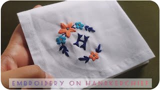 How to Embroder on handkerchief  Letter Embroidery on handkerchief  Lets Explore [upl. by Hobey]