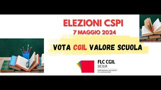 Elezioni CSPI  il 7 maggio vota CGIL Valore Scuola [upl. by Skilken403]