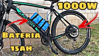 A REAL sobre um KIT de 1000W na Bike 48V 30A pico agora com bateria de 15Ah [upl. by Ellatnahc967]