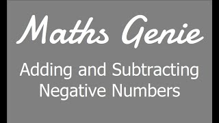 Adding and Subtracting Negative Numbers [upl. by Joella]