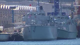 Two minehunters arrive at the Naval Base [upl. by Nalyak]