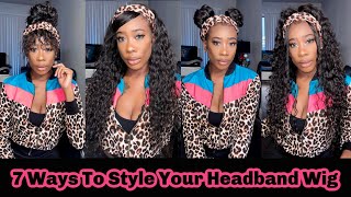 7 ways on How to Style headband wig [upl. by Kablesh]