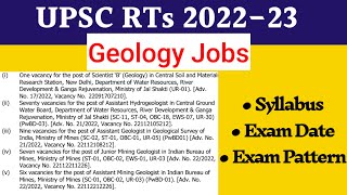 Geology Jobs  UPSC RT 2023🔥🔥 Exam Date Syllabus  Assistant Hydrogeologist Geologist [upl. by Mw]