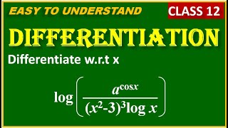 DIFFERENTIATION  Differentiate wrt x log  acos x  x2  3 3 log x [upl. by Perloff]